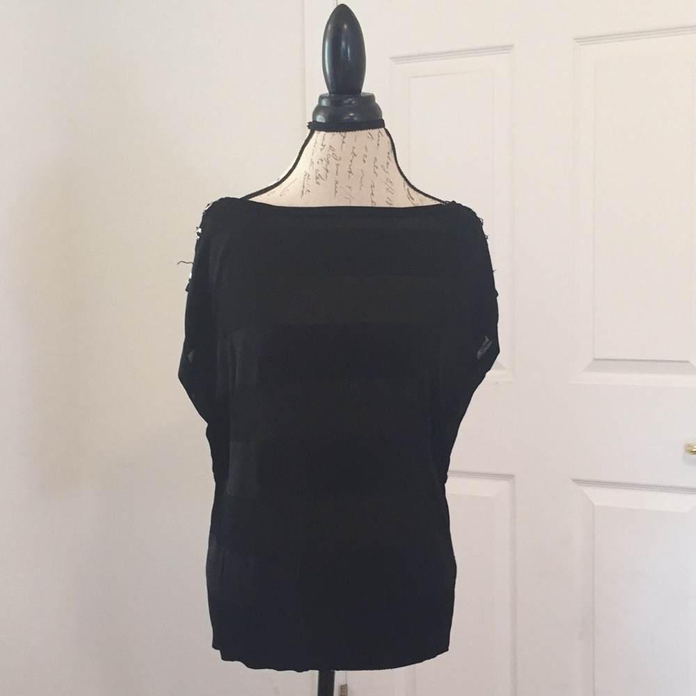 WHBM Blouse/Top Black stripe see through